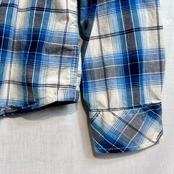 Aeropostale - Men’s SHIRT Sz L SNAP CLOSE Plaid - BLUE - Picture 6 of 13